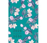 Five Year Planner 2026-2030: A4 Monthly Notebook Organizer Large | Hand-Drawn Vintage Flower Design Teal