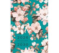 Five Year Planner 2026-2030: A4 Monthly Notebook Organizer Large | Vintage Floral Sketch Design Teal