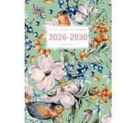 Five Year Planner 2026-2030: A4 Monthly Notebook Organizer Large | Vintage Gentle Floral Bird Design Green