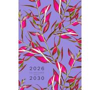 Five Year Planner 2026-2030: A5 Monthly Notebook Organizer Small | Bright Illustrated Leaf Design Blue-Violet
