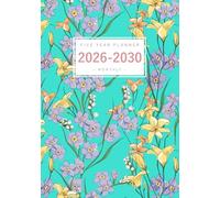Five Year Planner 2026-2030: A5 Monthly Notebook Organizer Small | Pretty Sketching Floral Design Turquoise