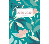 Five Year Planner 2026-2030: A5 Monthly Notebook Organizer Small | Tropical Jungle Floral Design Teal