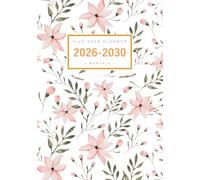 Five Year Planner 2026-2030: A5 Monthly Notebook Organizer Small | Watercolor Delicate Flower Design White
