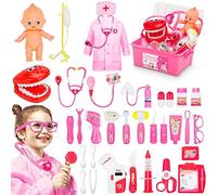 Fivejoy Valigetta Dottore Bambini Giochi Bambina 3 Anni, Kit Dottore Bambini Giocattolo di Imitazione, Giochi Bambina Natale Compleanno Regalo per Bambine e Bambine di 3 4 5 Anni