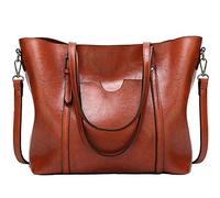 FiveloveTwo Donna Borsa a Mano Spalla Tracolla per PU Pelle Tote Maniglia Cartella Messaggero Borsa marrone