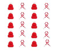 FiveMileBro 20 Pezzi Mini Cappelli a Maglia, Mini Cappello di Natale, Mini Cappello da Babbo Natale, Mini Sciarpa Natalizia, Cappello Lollipop, Decorazione del Coperchio Della Penna (Red)