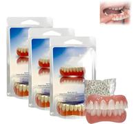 Fivfivgo Soft Denture Reline Kit,Fivfivgo Soft Dentures,Snap on Dentures Silicone Fake Teeth Top Bottom (3 set)