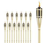 FIVMEN 24 torce da giardino in bambù, 90 cm, con stoppino, torcia per esterni, escursioni, feste, giardino