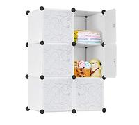 FIVMEN Armadio Bianco Guardaroba Scaffale Componibile con 6 Cubi DIY Armadietto Modulare in Plastica con Scaffalatura, 70 cm di Larghezza
