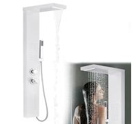FIVMEN Colonna Doccia Pannello Doccia Multifunzione 4 in 1 in Acciaio Inox 304 con Doccia a Pioggia Doccetta Doccia Idromassaggio Doccia a Cascata, Bianco