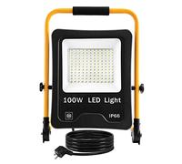 FIVMEN Faretto da costruzione, 100 W, 8500 lm, LED da lavoro, con struttura e cavo da 3 m, impermeabile, IP66, per garage, officina, cantiere, bianco freddo