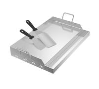 FIVMEN Plancha, piastra per barbecue in acciaio inox, 58 x 32 cm, universale, con 2 spatole e manici