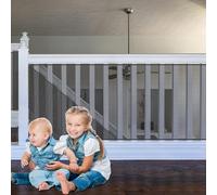 FIVMEN Rete di protezione per scale per bambini, 200 x 91 cm, rete di protezione per scale, balcone, ringhiera con fascette per cavi, corde in nylon e adesivo per pavimento, rete di sicurezza, per