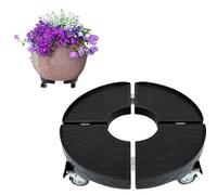 FIVMEN Rullo per piante rotondo, 39 - 52 cm, regolabile, per esterni, portata 300 kg, con ruote girevoli a 360°, vaso per piante, sottovaso con ruote, colore nero