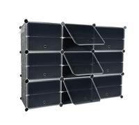 FIVMEN Scarpiera a 6 livelli, salvaspazio in plastica con porta, portascarpe Shoe Rack Scarpe, organizer per corridoio, camera da letto, ingresso 3 x 6, nero
