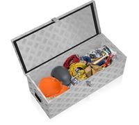 FIVMEN Scatola in alluminio con coperchio, in alluminio, con serratura, chiavi e manico, 80 x 22 x 23 cm, colore argento