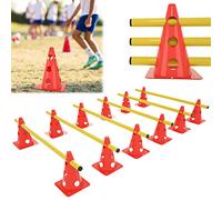 FIVMEN Set di 6 ostacoli agility con 12 coni + 6 aste regolabili in altezza 32 x 100 cm, ostacoli per cani, calcio