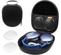 FIWWAT Custodia intelligente per cuffie AirPods Max, custodia da viaggio per cuffie con funzione di accensione/spegnimento automatico, custodia rigida in pelle impermeabile, portatile, nera