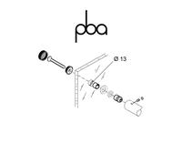 FIX.013.000D.10 PBA - Kit di fissaggio singolo passante per vetro diametro Ø 35 | Programma M18 - 300