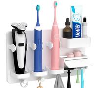 FIXCHORD Porta Spazzolini Elettrici, Porta Spazzolino Elettrico, Supporto per Spazzolino da Denti Elettrico, da Parete, Supporto per spazzolino da Denti Senza Trapano per Il Bagno, Bianco