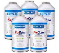 FixClima R134a R12 - Set di ricarica di gas refrigerante per auto dal 1994 al 2016, 5 bombolette da 170 g di gas refrigerante con olio integrato