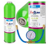 FixClima R32 Kit di Ricarica per Condizionatori - 400g Refrigerante di Ricambio PlusOil con Manometro e Tubo - Kit Fai-Da-Te per Condizionatori Domestici, Apparecchiature Split e Condizionatori Mobili