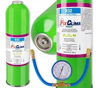 FixClima R32 - Set di ricarica refrigerante per condizionatori d'aria, 400 g, con manometro professionale e tubo di riempimento, per sistemi climatici divisi e monoblocco, facile da usare, potente set