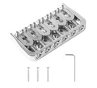 Fixed Guitar Bridge Replacement | Brass Chrome Bridge for Strat/Tele | String Through Body Design for Stability & Sustain | 3 Screws & Wrench Included