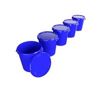 FixedByU 5 secchi con coperchio, 30L, prodotti in Germania, per alimenti, stabili, ermetici, blu