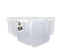 FixedByU 5 secchi con coperchio,5 l,trasparenti,rettangolari,in plastica,per alimenti,ermetici e stabili,secchiello vuoto con manico e coperchio,adatto per alimenti,prodotti chimici,per lavaggio in