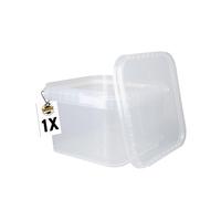 FixedByU Secchio quadrato trasparente da 3 l, con coperchio, in plastica, per alimenti, ermetico e stabile, adatto per alimenti, prodotti chimici, detersivi, colla