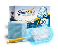 FixedNow 30 Panni Catturapolvere XXL compatibili con Swiffer Duster | Kit Starter Piumini con Manico & Impugnatura - Ricariche, Panni di Ricambio Cattura Polvere per Casa & Auto