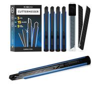 FixedNow 5 coltelli da taglio da 9 mm con 15 lame rotte | Realizzato in acciaio al carbonio giapponese estremamente affilato | Per fai da te, artigiani, hobbisti | Coltello professionale per tappeti