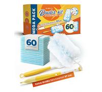 FixedNow Set di 60 magneti antipolvere compatibili con Swiffer Duster | Set con asta telescopica e manico | Set piumino estraibile per casa e auto | ricarica a secco XXXL Mega Pack