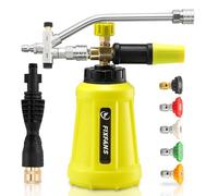 FIXFANS Foam Cannon - Accessorio doppio connettore per idropulitrice, attacco a doppia punta, con adattatore di ricambio per idropulitrice Portland Husky e Ryobi, attacco rapido da 1/4", 5 ugelli