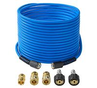 FIXFANS Tubo flessibile per idropulitrice - Tubo di prolunga per rondella ad alta potenza da 1/4 "x 50 FT - Tubo flessibile ad alta pressione resistente all'usura per sostituzione - Compatibile con
