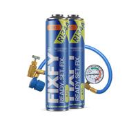FIXFY 3 in 1 - Ricambio per refrigerante R134a con olio e sigillante - Set con tubo e manometro, 500 x 2 ml, per auto riempimento dell'aria condizionata in auto 1995-2016