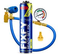 FIXFY 5 in 1 - Set auto per condizionatori d'aria per veicoli dal 2017 | Refrigerante di ricambio R1234YF con olio, sigillante, essiccante e colorante UV, tubo con manometro e adattatore