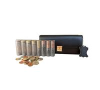 Fixgut Set da cameriere professionale con borsa a fondina, borsa da cameriere e cambio valuta euro, Nero , Leder, Classico