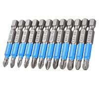 Fixinus Set di punte magnetiche a croce Pozidriv da 12 pezzi, attacco esagonale da 1/4", punta a croce, punta di azionamento PZ1, PZ2, PZ3, PH1, PH2, PH3-50 mm di lunghezza