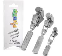 Fixnzip, kit di riparazione per cerniera lampo, in nichel, argentato, Nickel, Small, Medium & Large