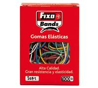 Fixo Confezione da 100 g di elastici in gomma, vari colori e misure