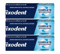 Fixodent Set di 3 creme adesive complete per protesi dentarie 47 g - Sapore di menta fresca - Tenuta e comfort per tutto il giorno - Giunto solido per protesi dentarie complete e