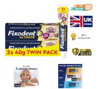 Fixodent Ultimate - Crema adesiva per protesi dentarie confezione da 2 x 40 g