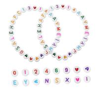 FIXOSHEE 1 Set Perline Acriliche Miste Colorate Con Lettere Numeri E Cuori Piatti Perline Fai Da Te Per Gioielli Superficie Liscia E Colori Vivaci Per Creazione Braccialetti E 300 Pezzi