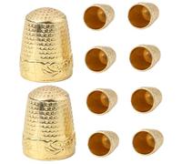 FIXOSHEE 10 Pezzi Protettori per Dita Rame per Cucito Toppe per Dita Antiscivolo e Resistenti Accessori Cucito Retro Stile per Cucire e Ricamo per Principianti