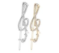 FIXOSHEE 2 pezzi 2pcs Fermagli Capelli Eleganti a Musicale in Metallo con Strass Clip Antiscivolo per Donna e Ragazza Accessori Acconciatura per Tutte le Occasioni Oro e Argento
