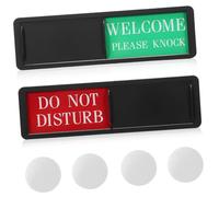 FIXOSHEE 2 pezzi Cartelli Scorrevoli Porta Privacy in Abs Resistente per Ufficio Hotel Casa con Indicatori Non Disturbare e Benvenuto per Camera Letto e Sala Riunioni