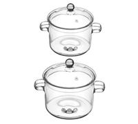 FIXOSHEE 2 pezzi Pentole in Vetro Borosilicato con Coperchio e Doppie Maniglie Pentola per Zuppe e Brodi Trasparente Resistente Microonde e Piano Elettrico Facile da Pulire e Osservare la