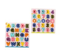 FIXOSHEE 2 set Puzzle Educativi in Legno per Blocchi Numerici e Alfabetici Gioco Didattico per Riconoscimento Lettere e Numeri Sviluppo Coordinazione e Immaginazione Adatto